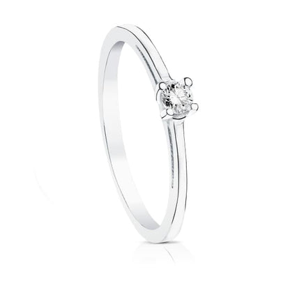 18K SOLITARIO DIAMANTE NATURAL TALLA BRILLANTE ORO BLANCO 0.100 QTS. SI-H
