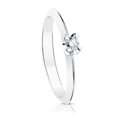 18K SOLITARIO DIAMANTE NATURAL TALLA BRILLANTE ORO BLANCO 0,100 QTS. SI-H