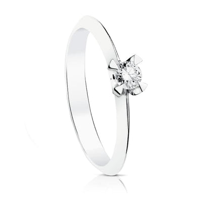 18K SOLITARIO DIAMANTE NATURAL TALLA BRILLANTE ORO BLANCO 0,150 QTS. SI-H