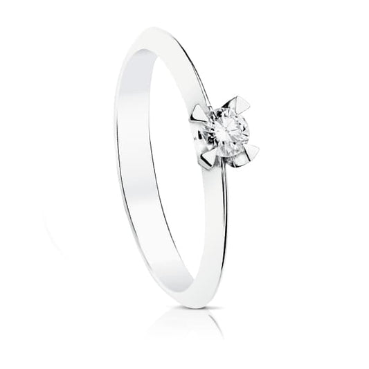 18K SOLITARIO DIAMANTE NATURAL TALLA BRILLANTE ORO BLANCO 0,150 QTS. SI-H