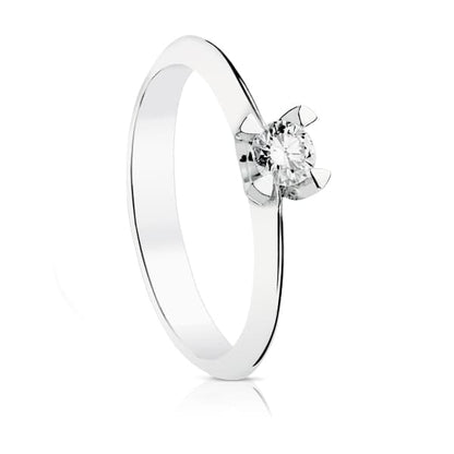 18K SOLITARIO DIAMANTE TALLA BRILLANTE ORO BLANCO 0.200 QTS. SI-H
