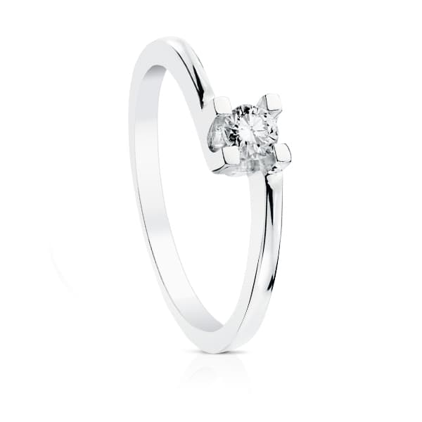 18K SOLITARIO DIAMANTE TALLA BRILLANTE ORO BLANCO 0.200 QTS. SI-H