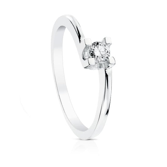 18K SOLITARIO DIAMANTE TALLA BRILLANTE ORO BLANCO 0.200 QTS. SI-H