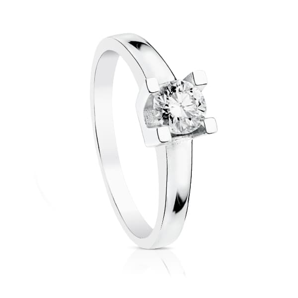 18K SOLITARIO ORO BLANCO DIAMANTE TALLA BRILLANTE 0.500 QTS. PUREZA SI COLOR H