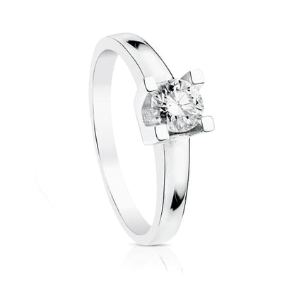 18K SOLITARIO ORO BLANCO DIAMANTE NATURAL TALLA BRILLANTE 0.300 QTS. SI-H