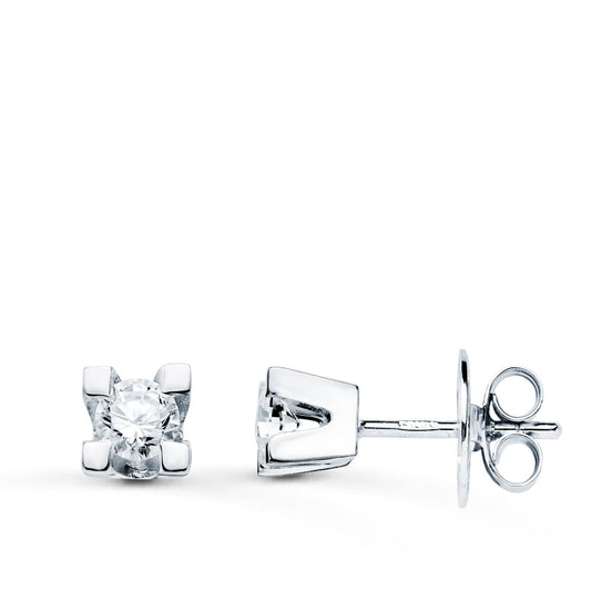 18K PENDIENTES ORO BLANCO DIAMANTES LABORATORIO 3,40MM 0,30 QTS VS2-G. MEDIDA: 4,5X4,5 MM. CIERRE PRESION