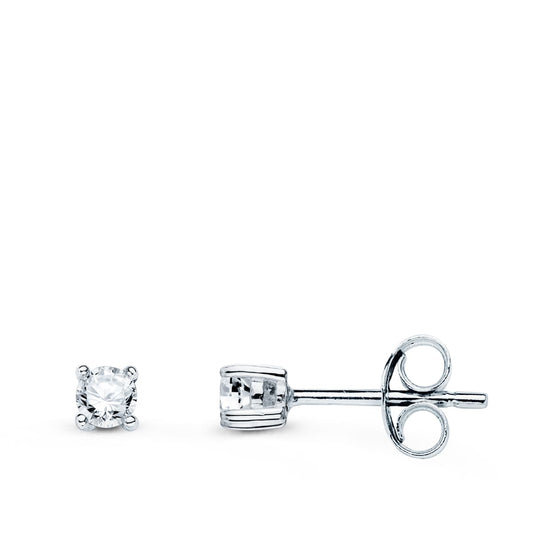 18K PENDIENTES ORO BLANCO DIAMANTES LABORATORIO 2,75 MM 0,20 QTS. VS2-G 3X3 MM. CIERRE PRESION