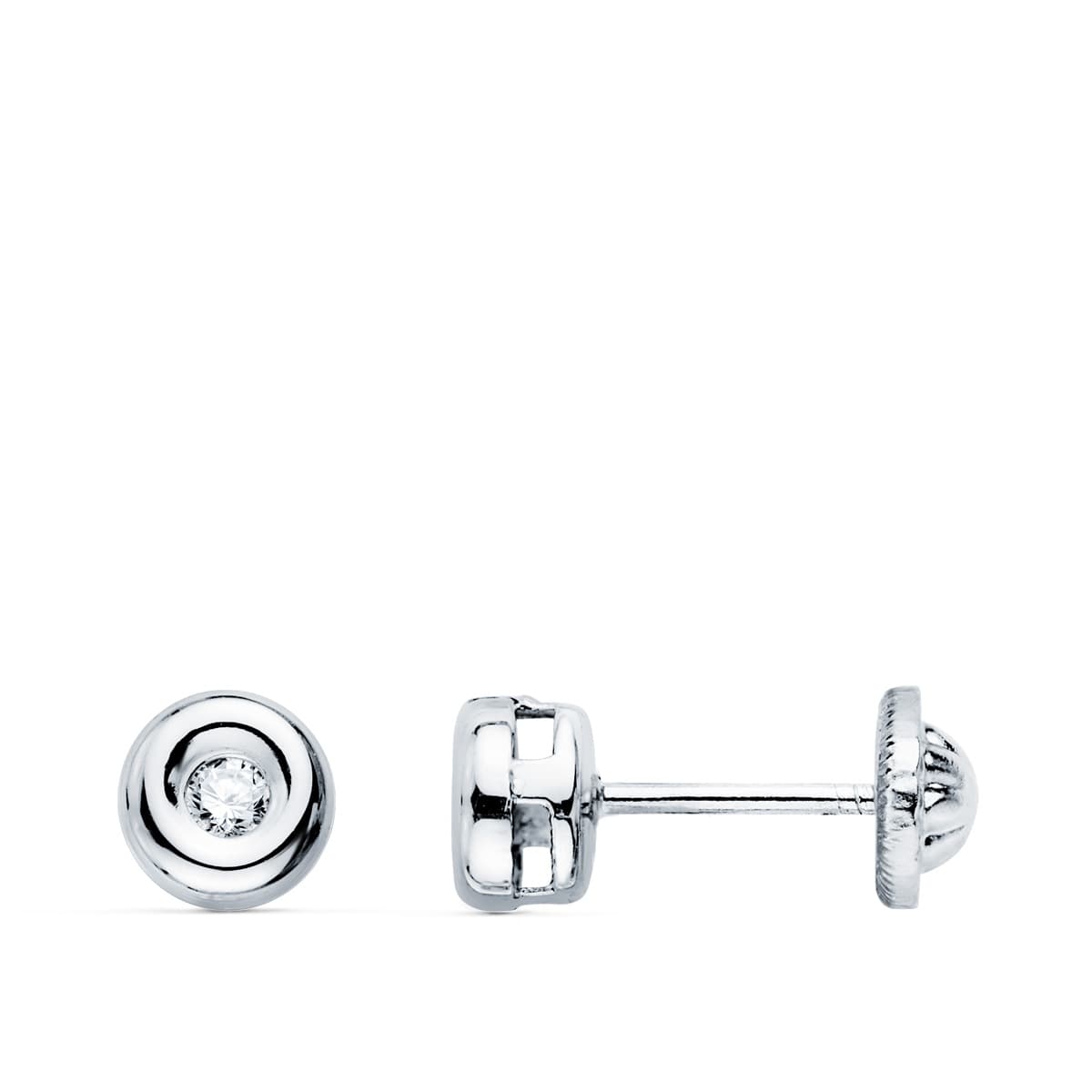 18K PENDIENTES ORO BLANCO 2 DIAMANTES SI-H 0.06 QTS. 4.5 MM CIERRE TUERCA