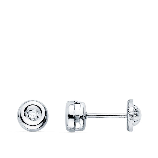 18K PENDIENTES ORO BLANCO 2 DIAMANTES SI-H 0.06 QTS. 4.5 MM CIERRE TUERCA