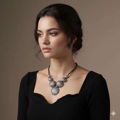 Collar  de Piezas Redondas con Relieve