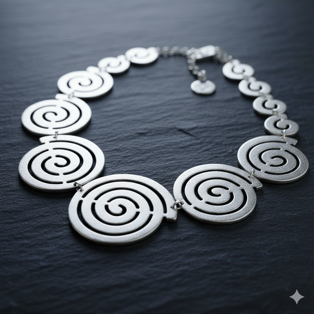 COLLAR ZAMAK ESPIRALES PLATEADAS