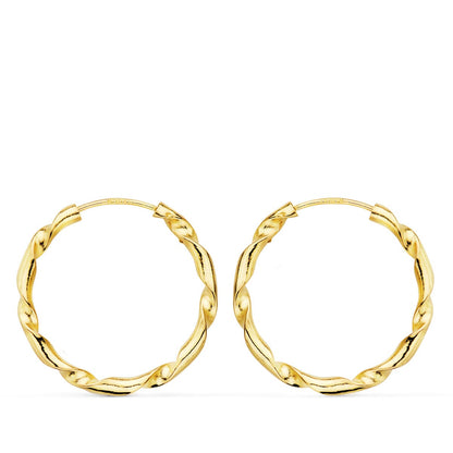 18K AROS ORO AMARILLO HUECOS RETORCIDOS. 20X2 MM