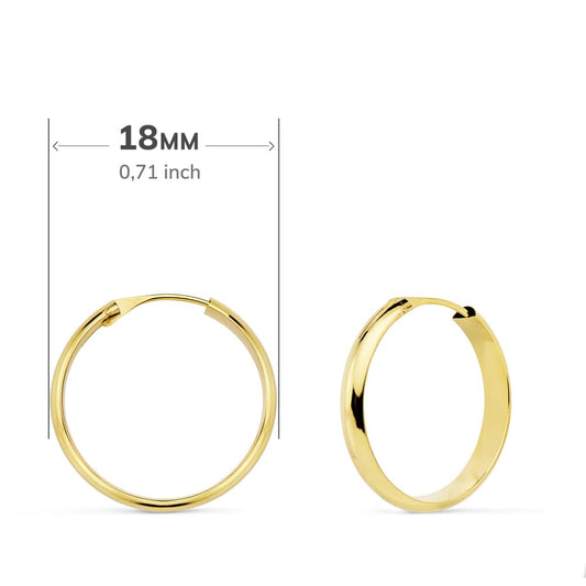 18K AROS ORO AMARILLO MEDIA CAÑA LIGEROS 18X3 MM