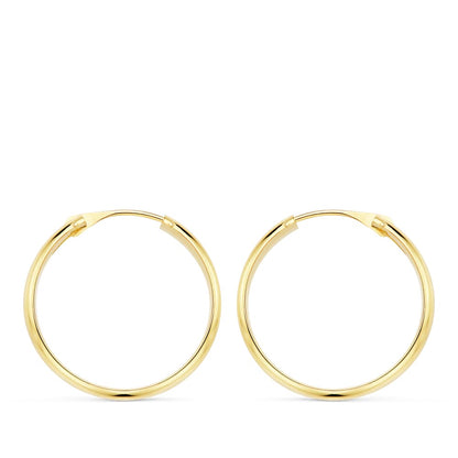 18K AROS ORO AMARILLO MEDIA CAÑA LIGEROS 20X3 MM