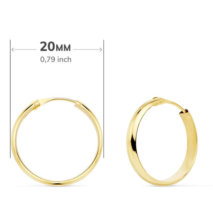 18K AROS ORO AMARILLO MEDIA CAÑA LIGEROS 20X3 MM