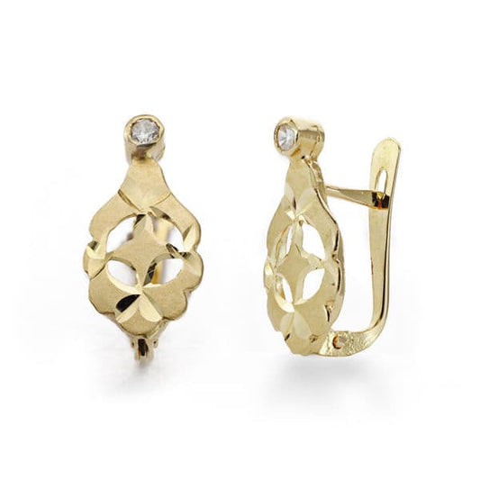 18K PENDIENTES CUBANAS NIÑA CIRCONITA ORO AMARILLO 13X7 MM CIERRE CATALAN