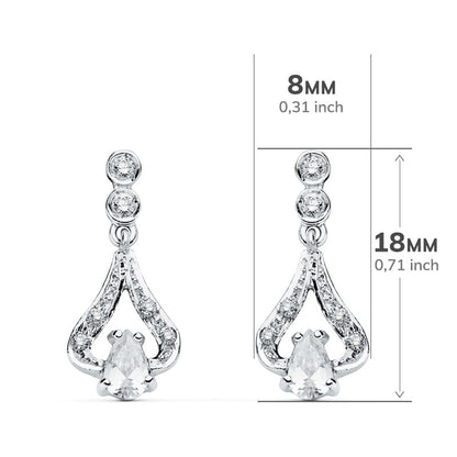 18K PENDIENTES ORO BLANCO CIRCONITA 18X8 MM CIERRE PRESION
