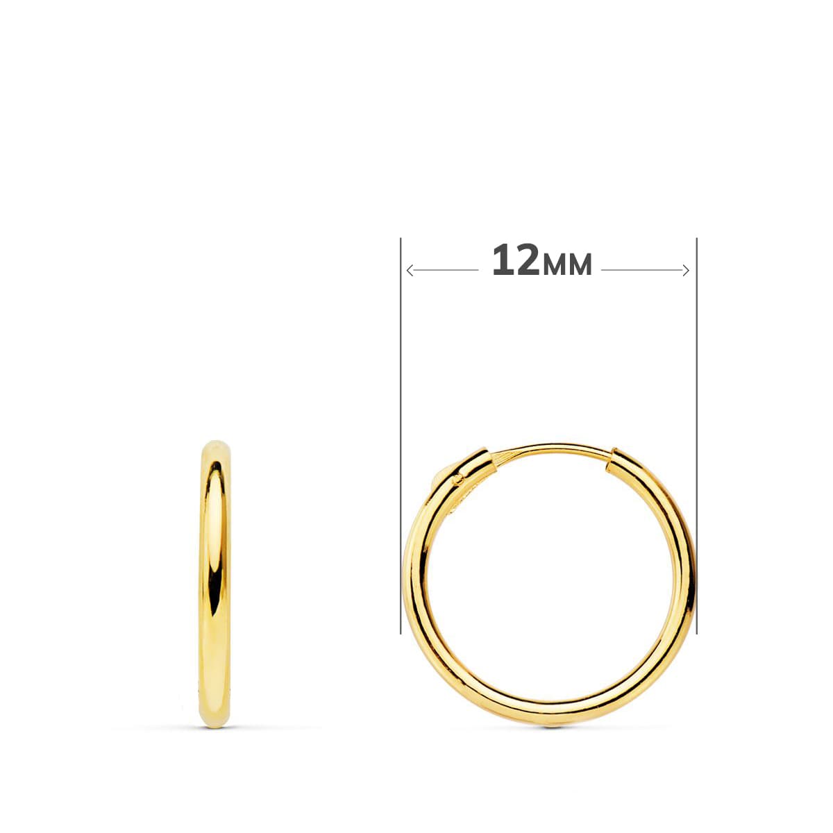 18K AROS ORO AMARILLO TUBO CON MARGARITA 10X10 MM ARO 12X1.5 MM
