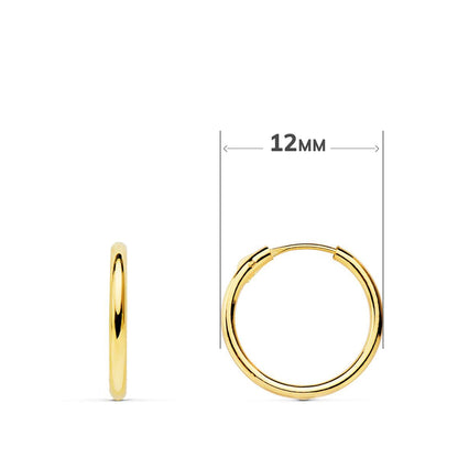 18K AROS ORO AMARILLO TUBO CON TREBOL 11X9 MM ARO 12X1.5 MM
