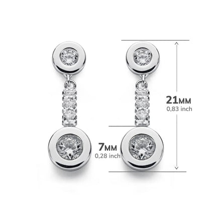 18K PENDIENTES ORO BLANCO CIRCONITA 21X7 MM CIERRE PRESION