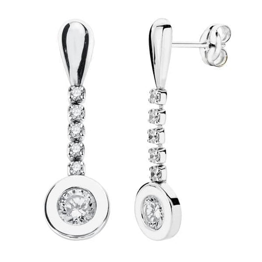 18K PENDIENTES ORO BLANCO CIRCONITA 25X7 MM CIERRE PRESION