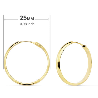 18K AROS ORO AMARILLO MEDIA CAÑA LISOS LIGEROS 23X3 MM