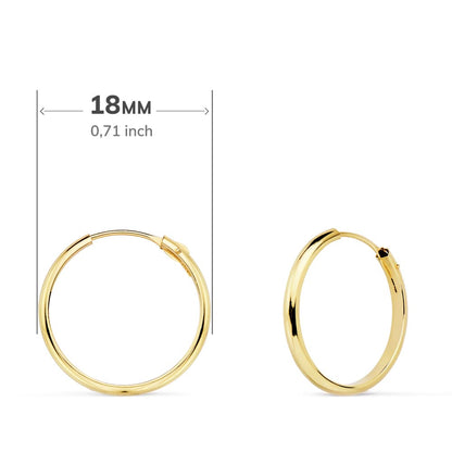 18K AROS ORO AMARILLO MEDIA CAÑA LISOS LIGEROS 18X2 MM
