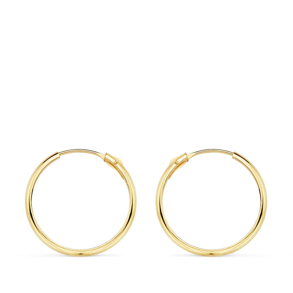 18K AROS ORO AMARILLO MEDIA CAÑA LISOS LIGEROS 18X2 MM