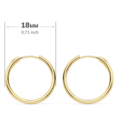 18K AROS ORO AMARILLO REDONDOS LISOS LIGEROS 18X1.50 MM