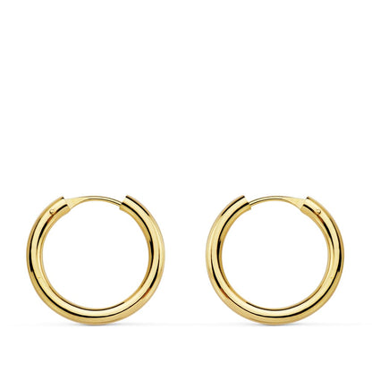 18K AROS ORO AMARILLO REDONDOS LISOS LIGEROS 16X2 MM