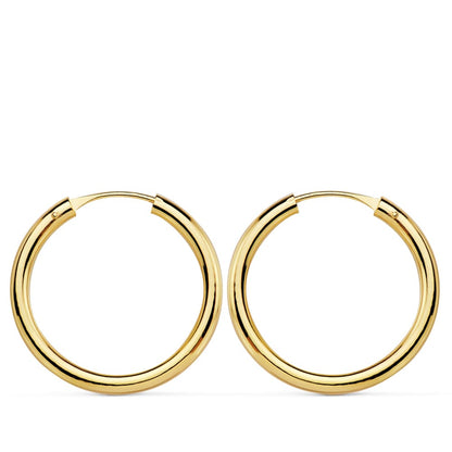 18K AROS ORO AMARILLO REDONDOS LISOS LIGEROS 20X2 MM
