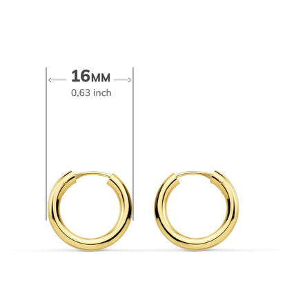 18K AROS ORO AMARILLO REDONDOS LISOS LIGEROS 16X2.5 MM