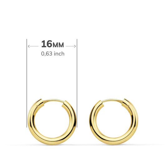 18K AROS ORO AMARILLO REDONDOS LISOS LIGEROS 16X2.5 MM