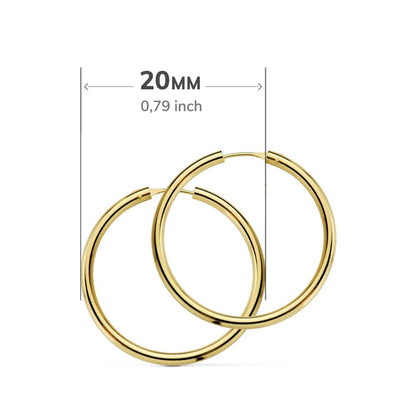 18K AROS ORO AMARILLO REDONDOS LISOS LIGEROS 20X2.5 MM
