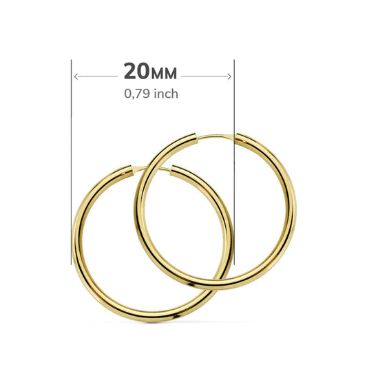 18K AROS ORO AMARILLO REDONDOS LISOS LIGEROS 20X2.5 MM