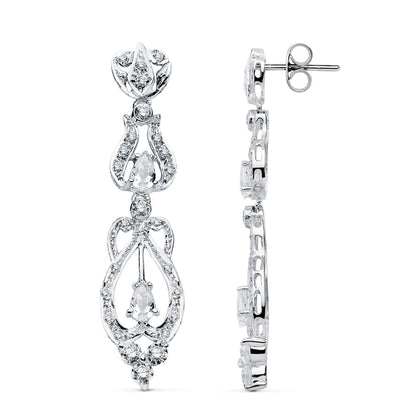 18K PENDIENTES ORO BLANCO CIRCONITA PRESION