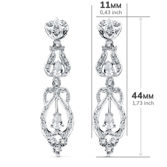 18K PENDIENTES ORO BLANCO CIRCONITA PRESION
