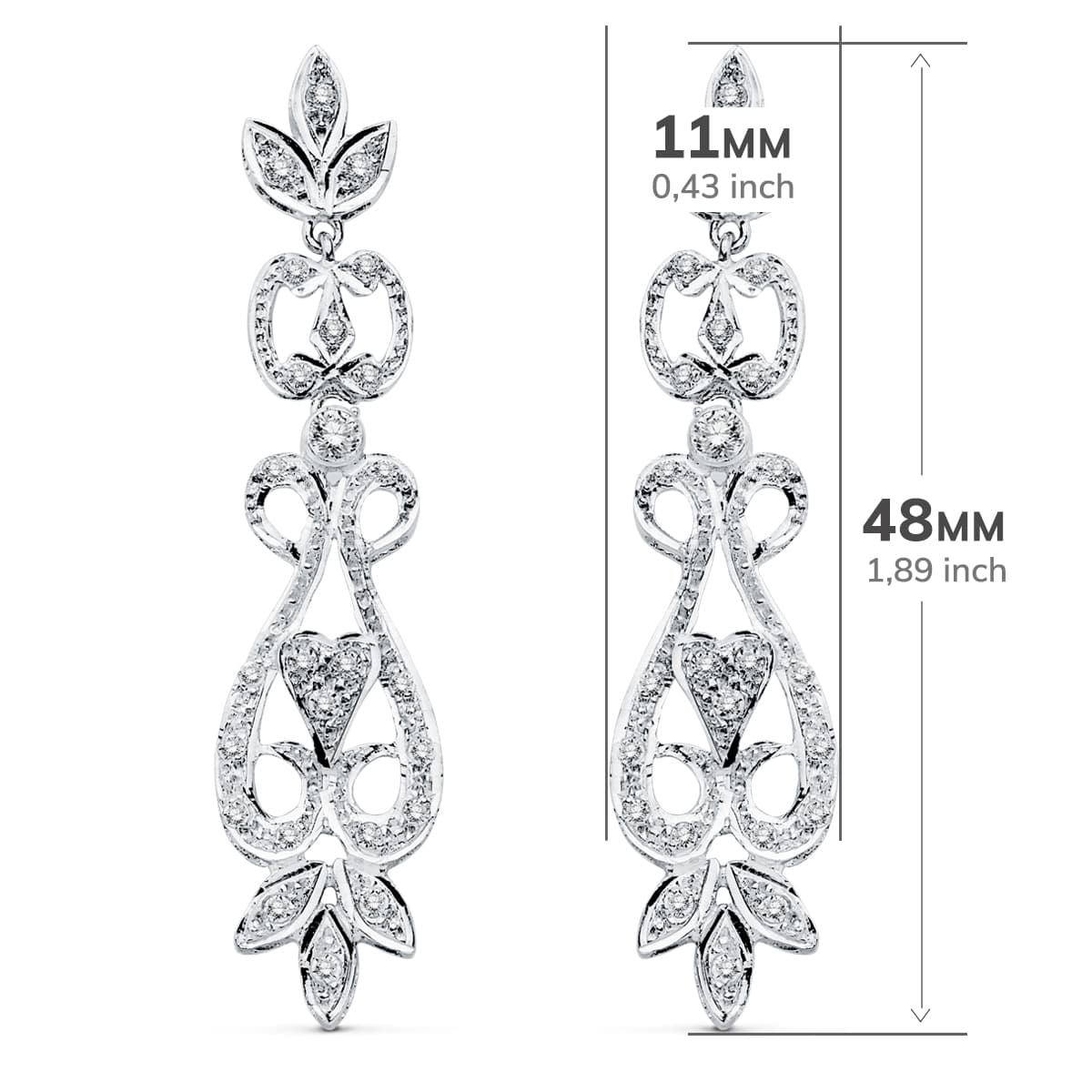 18K PENDIENTES ORO BLANCO CIRCONITA PRESION
