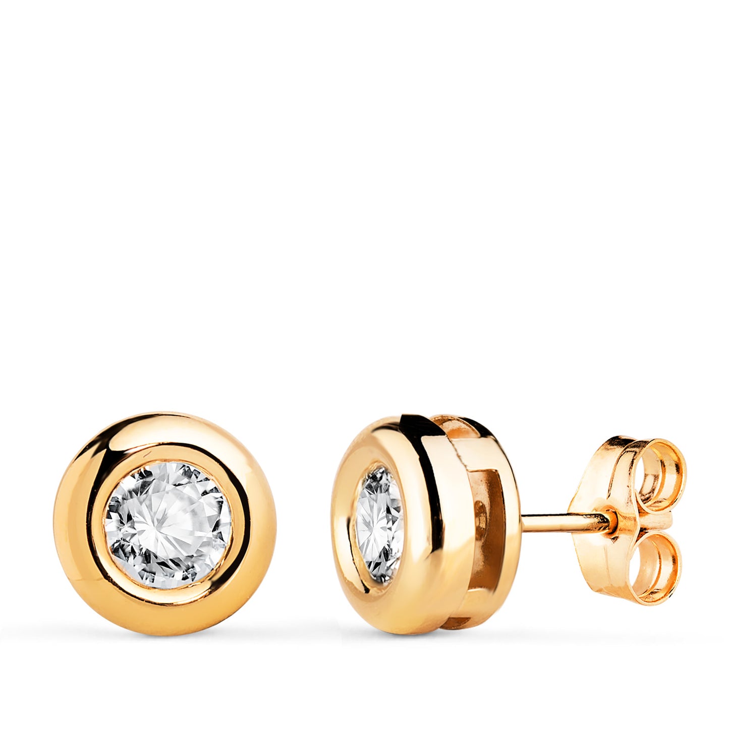 18K PENDIENTES ORO AMARILLO DIAMANTES LABORATORIO 5 MM 0,650 QTS VS2-G. MEDIDA: 8X8 MM CIERRE PRESION
