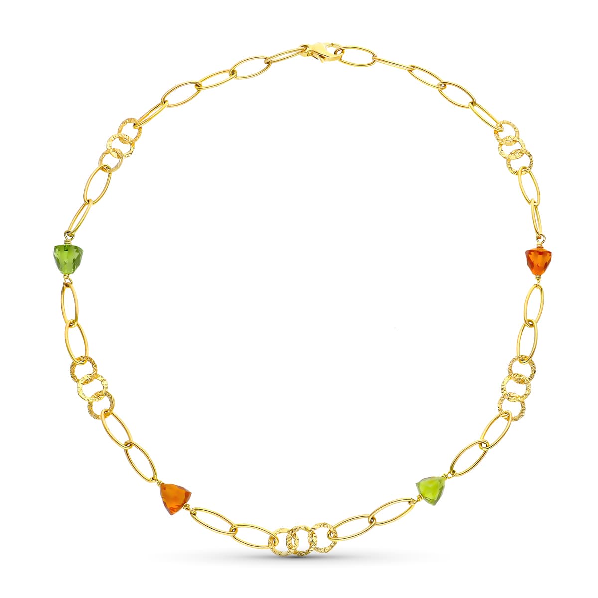 18K GARGANTILLA ORO AMARILLO PIEDRAS COLOR