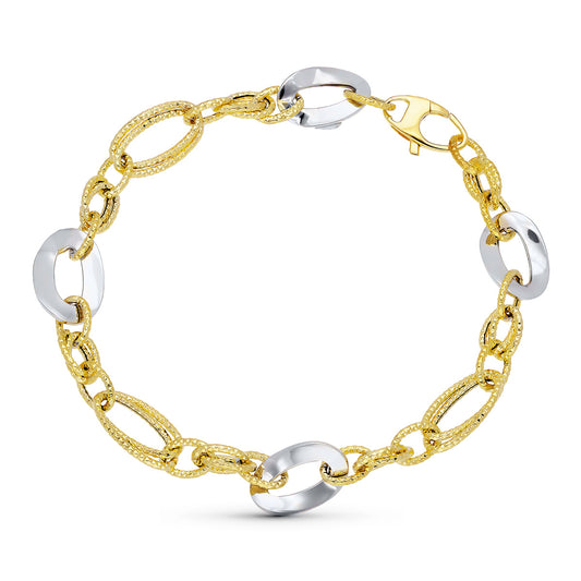 18k PULSERA ORO BICOLOR ESLABONES