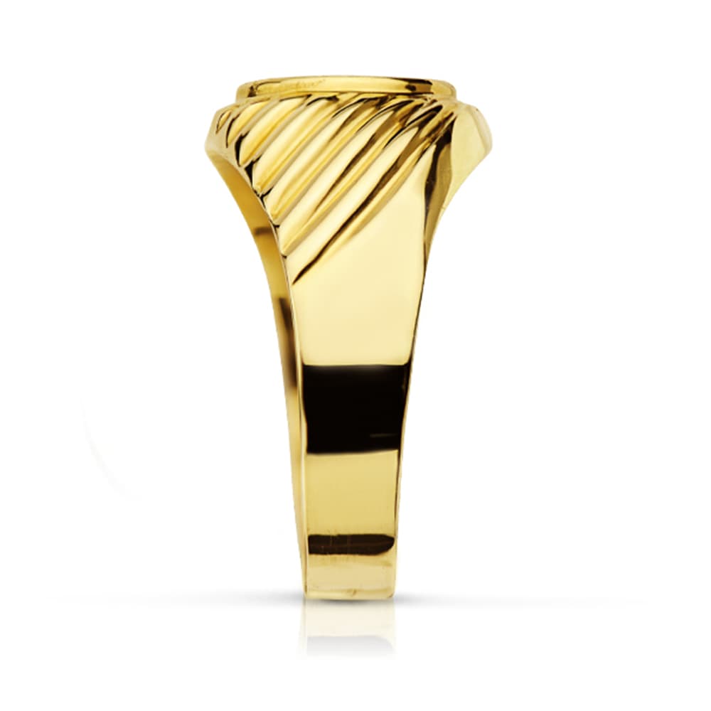 18K SELLO ORO AMARIILO HUECO TALLADO OVAL ZONA GRABADO 10 X 7.5 MM