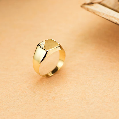 18K SELLO ORO AMARILLO CABALLERO HUECO EN BRILLO CON CIRCONITA CABEZA 12X11 MM