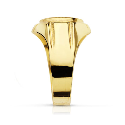 18K SELLO ORO AMARILLO HUECO TALLADO OVAL ZONA GRABADO 12 X 10.5 MM