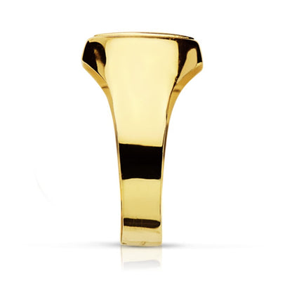 18K SELLO ORO AMARILLO CABALLERO HUECO CABEZA TONEL. ZONA GRABADO: 10X9 MM