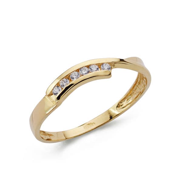 18K SORTIJA ORO AMARILLO MACIZA CON CIRCONITAS. ANCHO: 3,5 MM