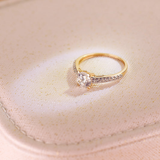 18K SOLITARIO ORO BICOLOR CIRCONITA 6 MM