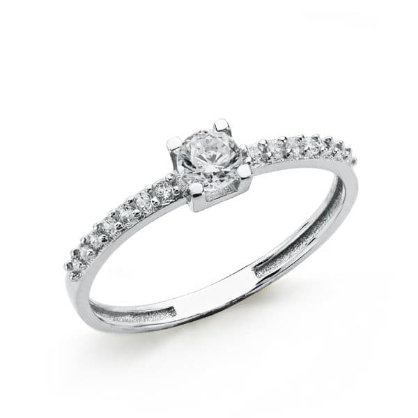 18K SOLITARIO ORO BLANCO CUERPO CON CIRCONITA Y 4 GARRAS CON CIRCONITA DE 4 MM