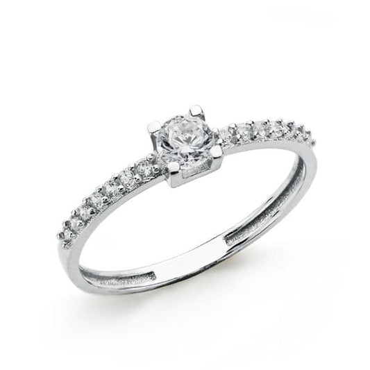 18K SOLITARIO ORO BLANCO CUERPO CON CIRCONITA Y 4 GARRAS CON CIRCONITA DE 4 MM