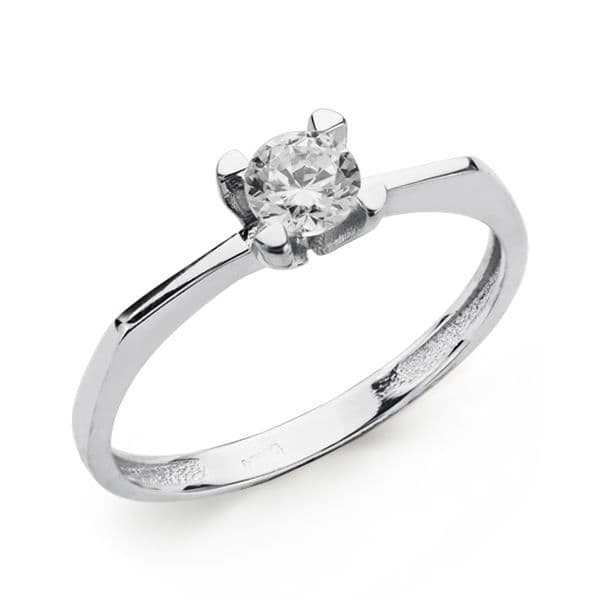 18K SOLITARIO ORO BLANCO CIRCONITA 5 MM